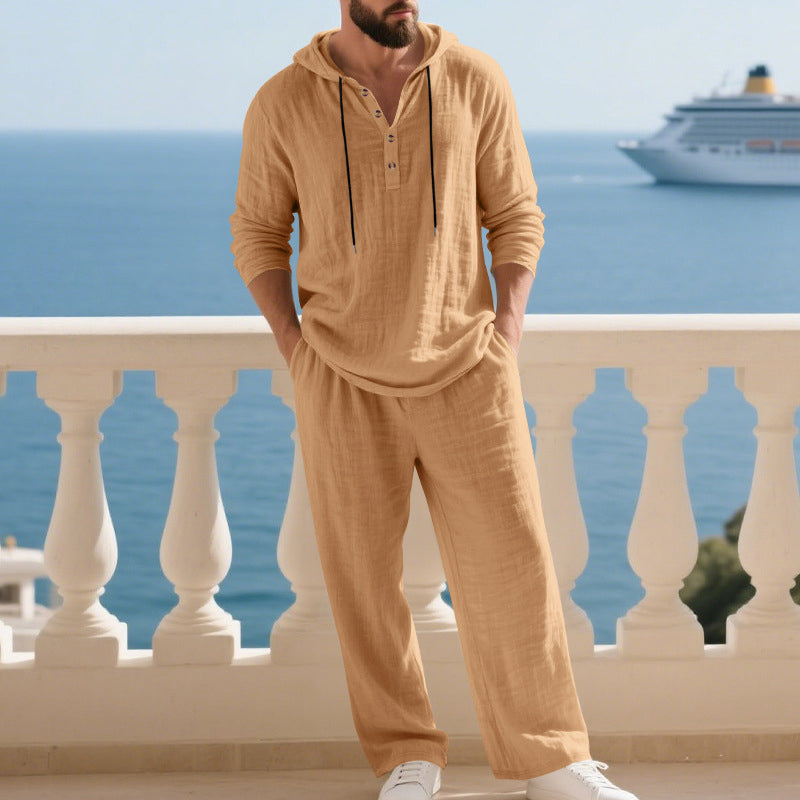 Men's Hooded Casual Loose-Fit Top and Pants 2-Piece Set