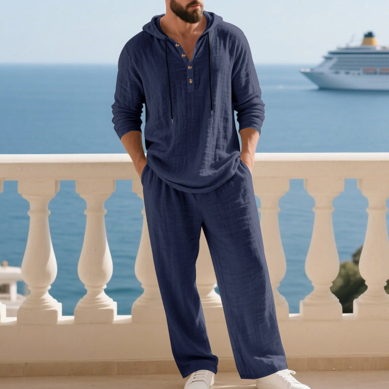 Men's Hooded Casual Loose-Fit Top and Pants 2-Piece Set