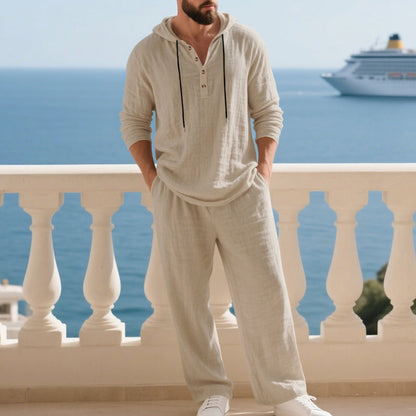 Men's Hooded Casual Loose-Fit Top and Pants 2-Piece Set