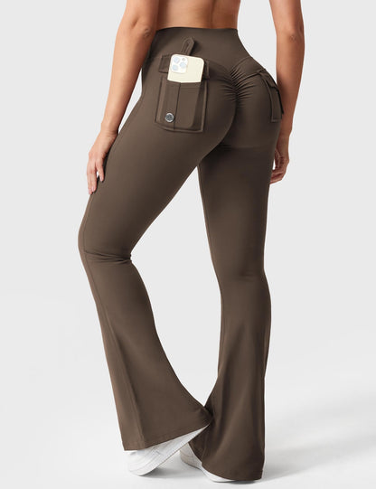 Pockets Flared Scrunch Leggings