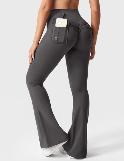 Pockets Flared Scrunch Leggings