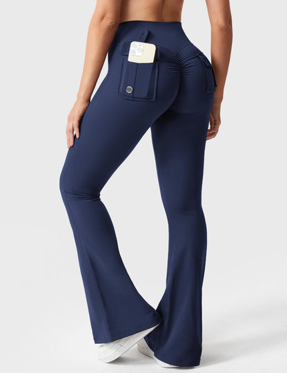 Pockets Flared Scrunch Leggings