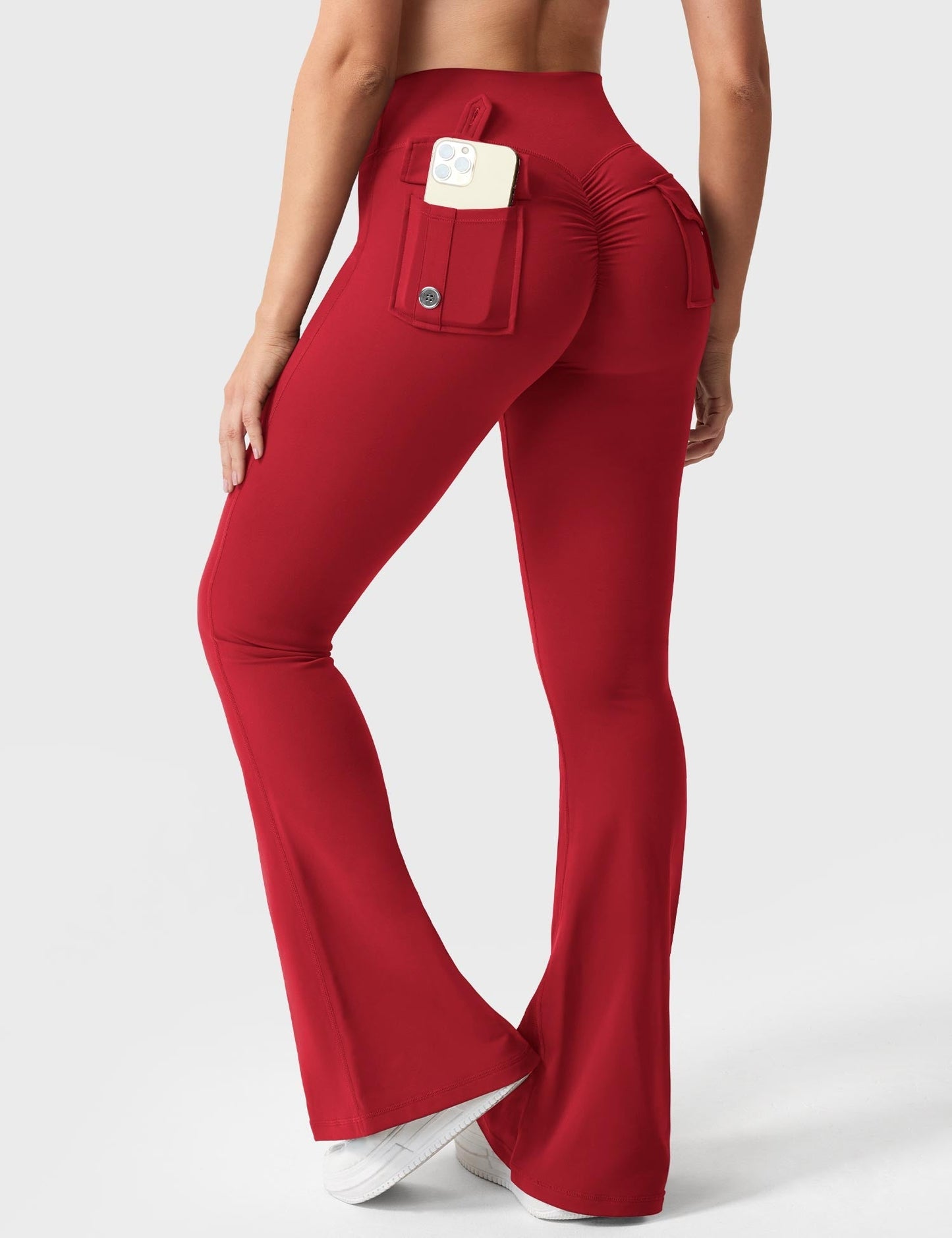 Pockets Flared Scrunch Leggings